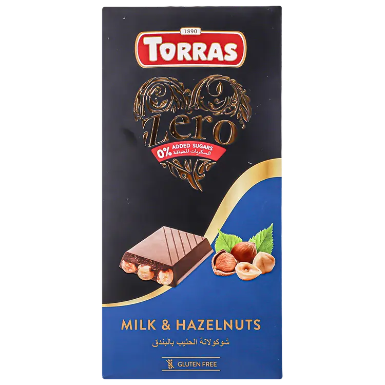 Torras Zero Milk and Hazelnut Chocolate 150g